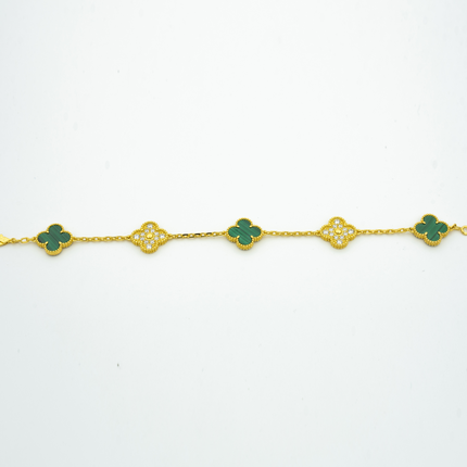 CLOVER MALACHITE DIAMOND BRACELET 5 MOTIF