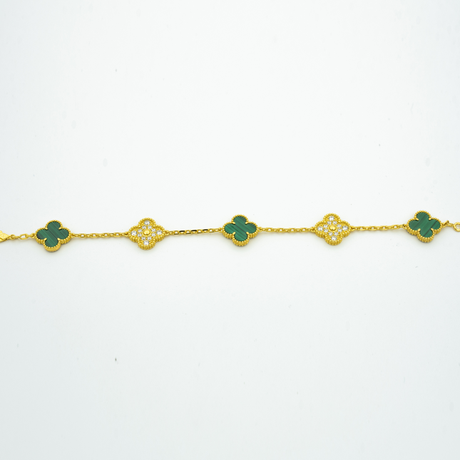 CLOVER MALACHITE DIAMOND BRACELET 5 MOTIF