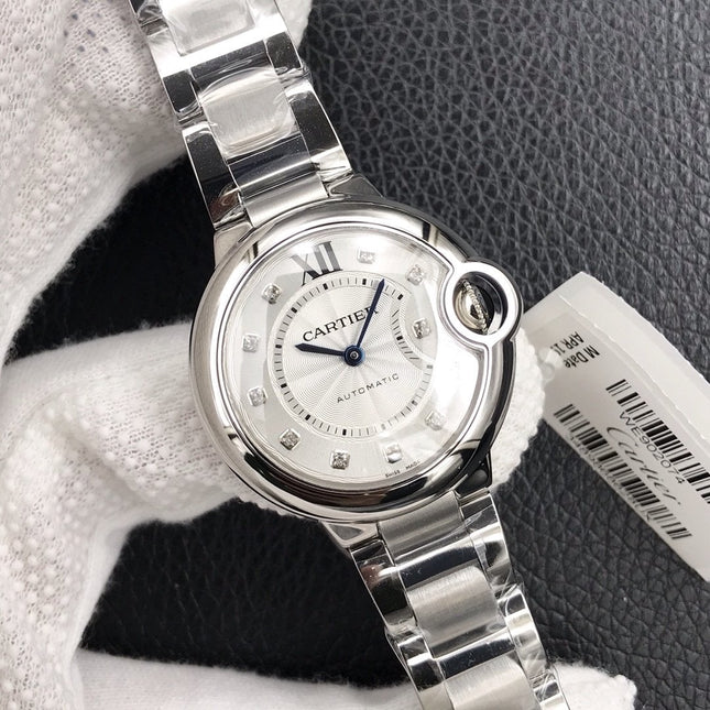 BALLON BLEU 33MM AUTOMATIC WHITE DIAL DIAMOND HOUSE MAKER