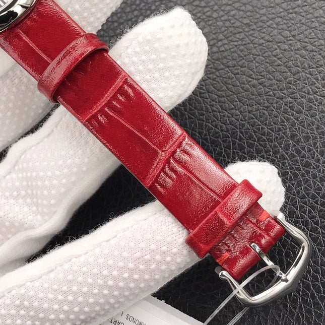 BALLON BLANC DE CARTIER QUARTZ STEEL CASE RED LEATHER