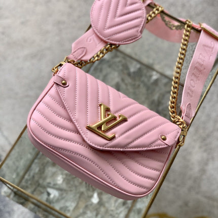 MULTI-POCHETTE PINK CALFKIN 19CM CROSS BODY BAG