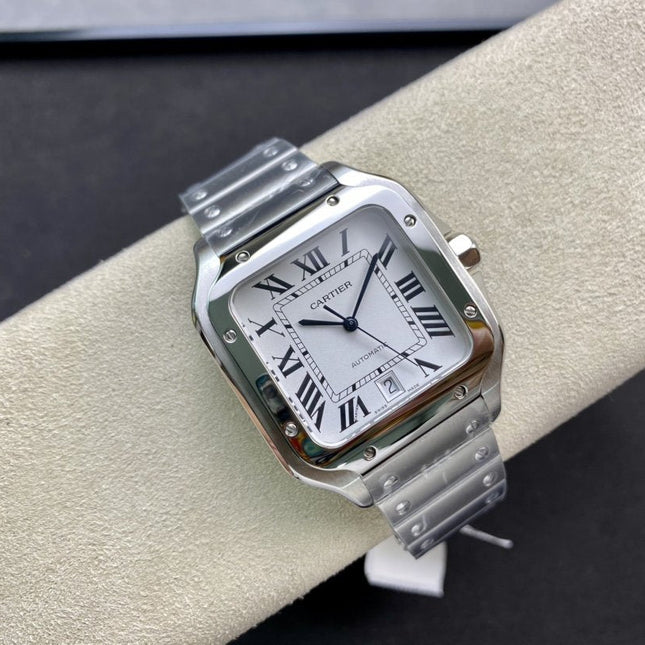 SANTOS DE CARTIE LARGE STEEL CASE WHITE DIAL