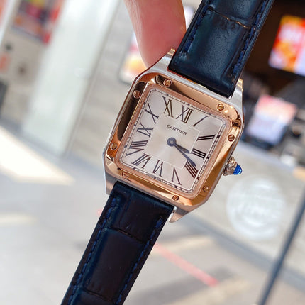 SANTOS DE CARTIE QUARTZ 28MM ROSE GOLD STEEL