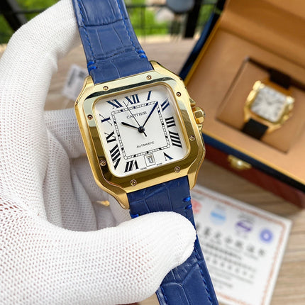 SANTOS 38MM GOLD CASE AUTOMATIC LEATHER