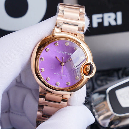 BALLON BLEU 33MM ROSE GOLD PURPLE DIAL