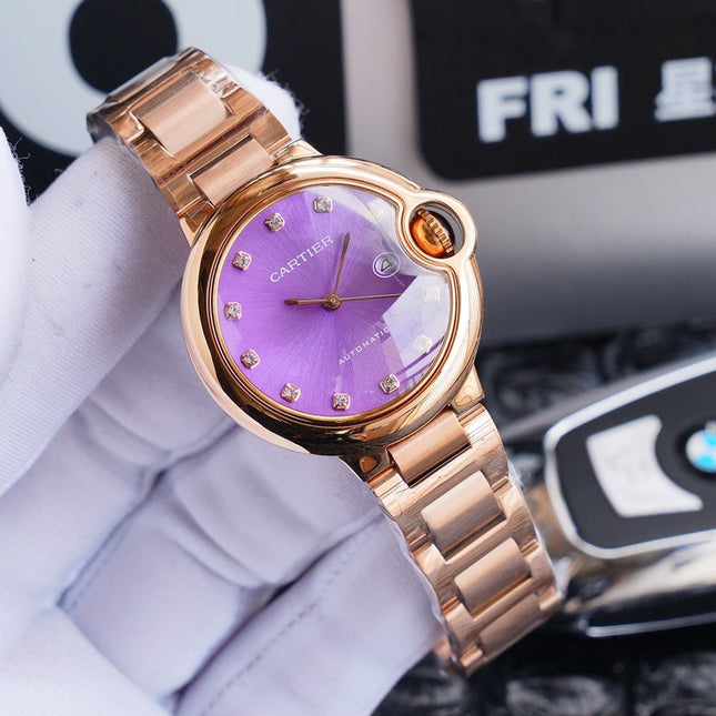 BALLON BLEU 33MM ROSE GOLD PURPLE DIAL