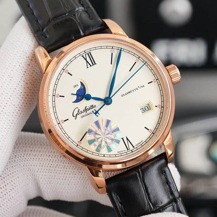 SENATOR PANAROMA MOONPHASE ROSE GOLD WHITE DIAL