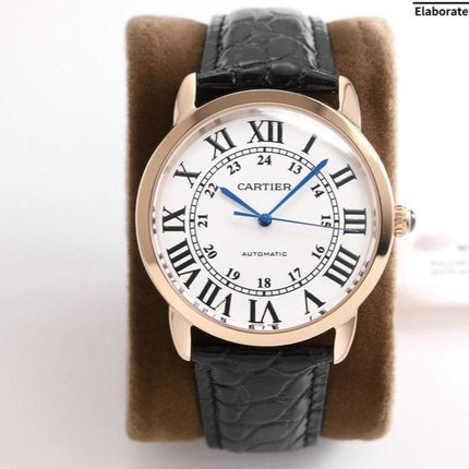 RONDE SOLO DE CARTIE WHITE DIAL BLACK LEATHER