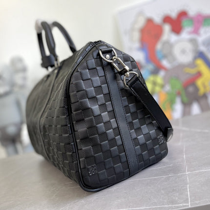 KEEPALL 45 BANDOULIERE BLACK EMPREINTE INFINI