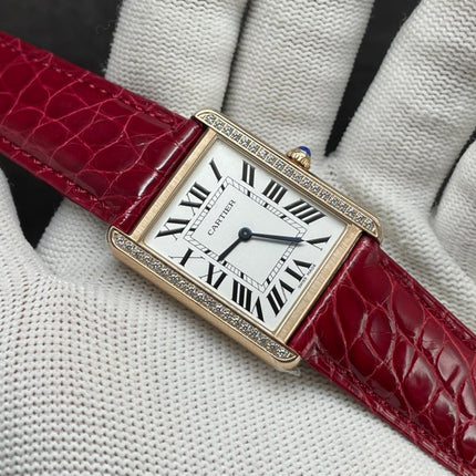 TANK LOUIS DE CARTIER QUARTZ GOLD CASE DIAMOND BEZEL