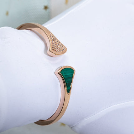 DREAM BRACELET OPEN MALACHITE PINK GOLD