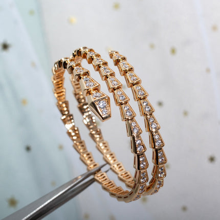 SERPENTI BRACELET PINK GOLD DIAMOND DOUBLE ROW