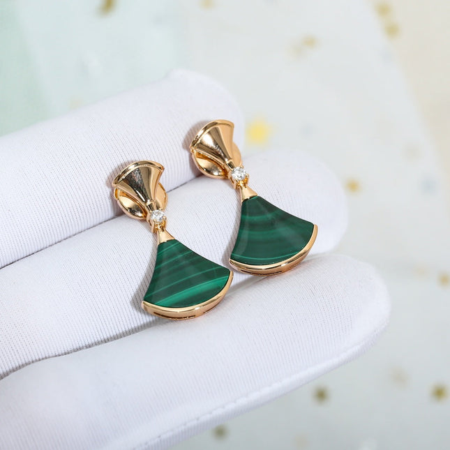 DREAM MALACHITE PINK GOLD EARRINGS