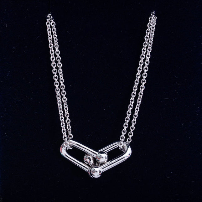 HARDWEAR DOUBLE LINK PEDANT SILVER NECKLACE