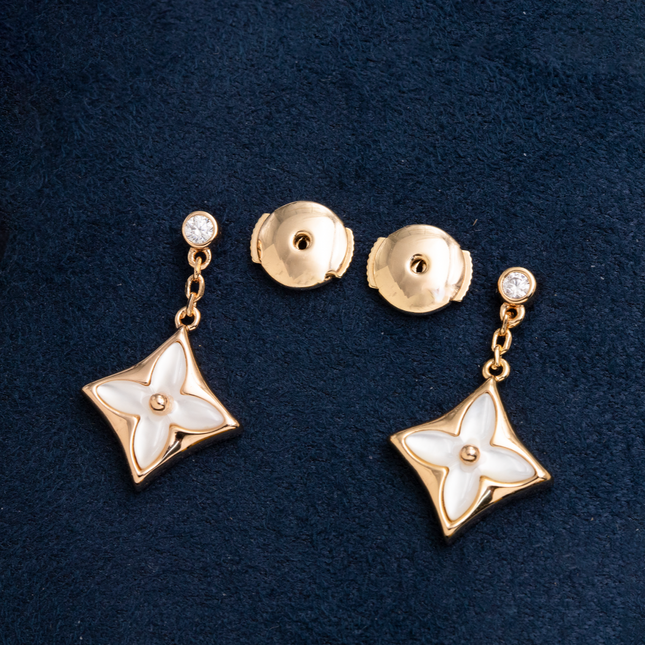 COLOR STAR EARRINGS PINK GOLD