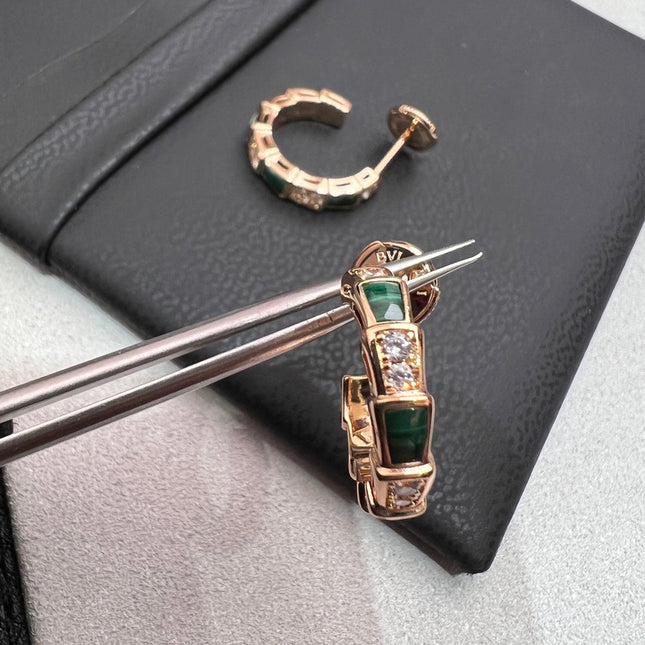 SERPENTI MALACHITE PINK GOLD EARRINGS