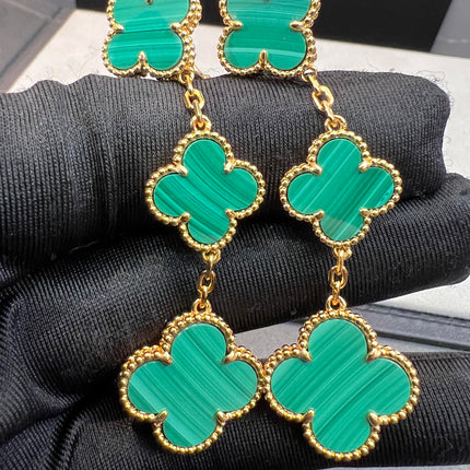 CLOVER MALACHITE 3 MOTIFS GOLD