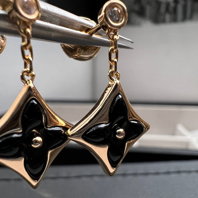 BLOSSOM STAR PINK GOLD ONYX EARRINGS