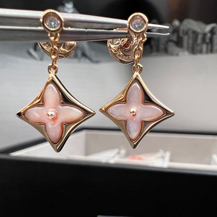 BLOSSOM STAR PINK GOLD PINK MOP EARRINGS