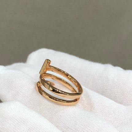 T WIRE DOUBLE ROWS RING PINK GOLD