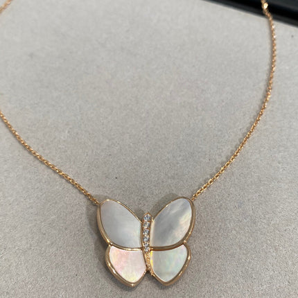 BUTTERFLY GOLD MOP DIAMOND NECKLACE