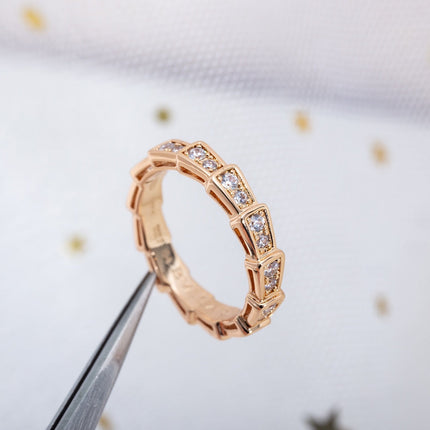 SERPENTI RING PINK GOLD DIAMOND PAVED 3MM