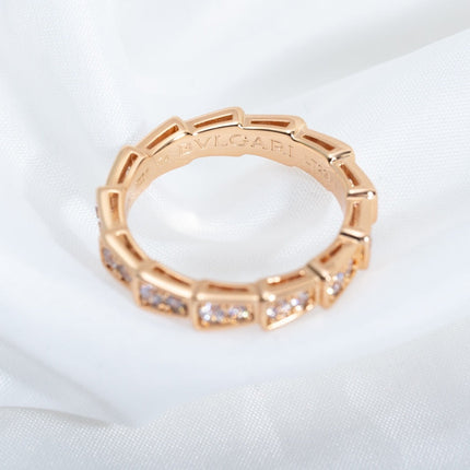 SERPENTI RING PINK GOLD DIAMOND PAVED 3MM