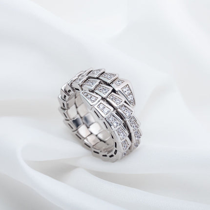 SERPENTI RING SILVER DIAMOND DOUBLE ROW