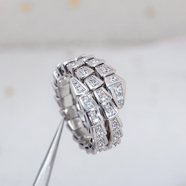 SERPENTI RING SILVER DIAMOND DOUBLE ROW