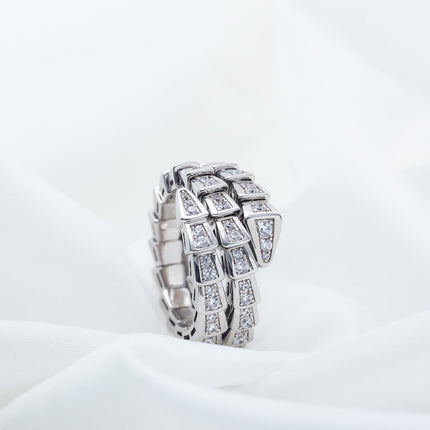 SERPENTI RING SILVER DIAMOND DOUBLE ROW