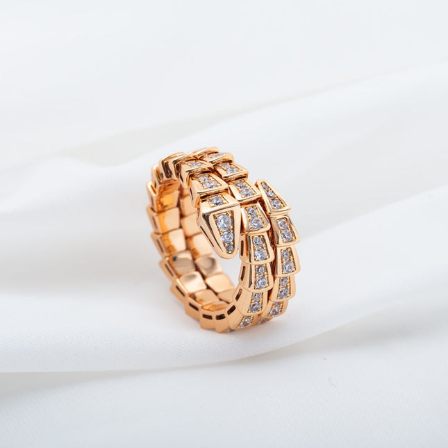 SERPENTI RING PINK GOLD DIAMOND DOUBLE ROW