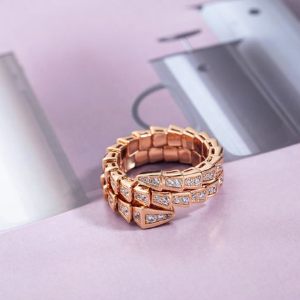 SERPENTI RING PINK GOLD DIAMOND DOUBLE ROW