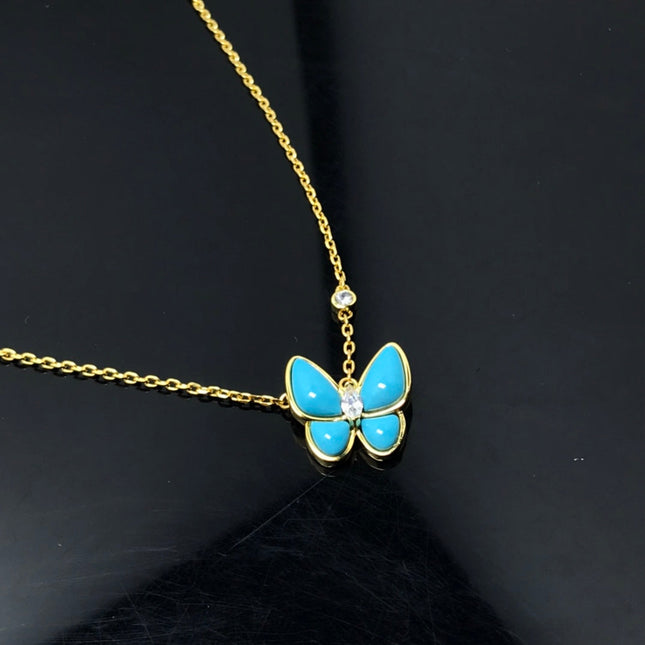 BUTTERFLY TURQUOISE GOLD NECKLACE