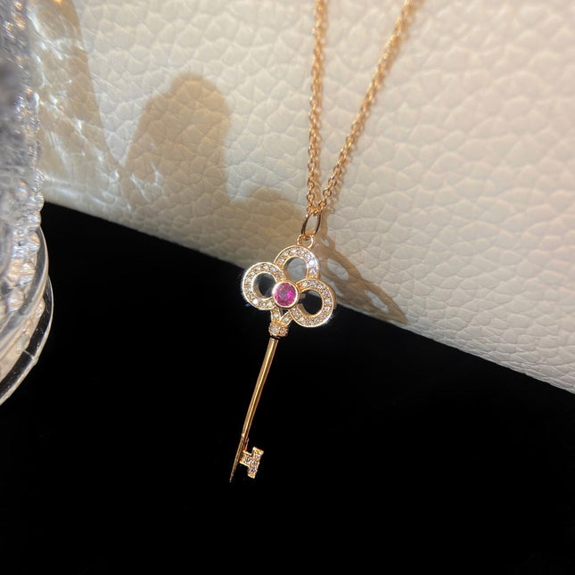 FLORET KEY PEDANT NECKLACE PINK DIAMOND