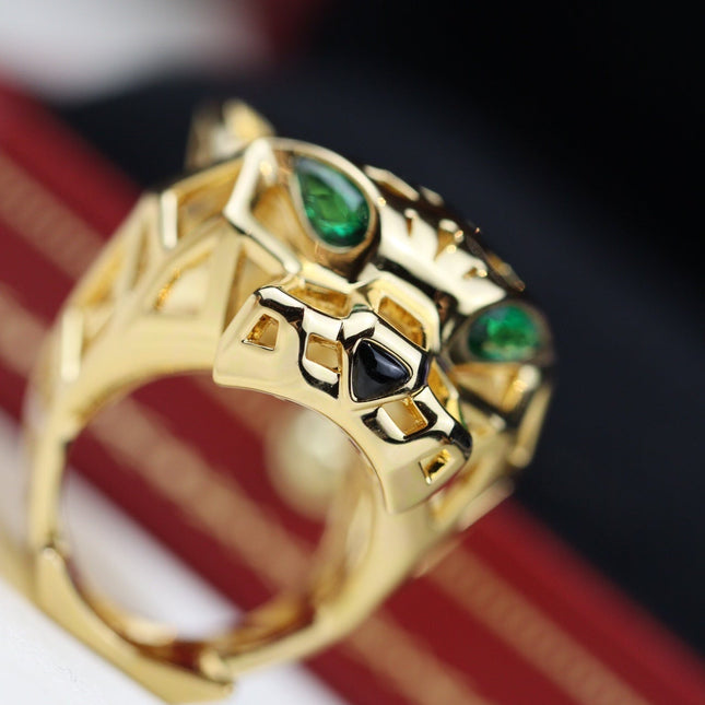 PANTHERE 31MM RING ONYX AND TSAVORITE GARNETS