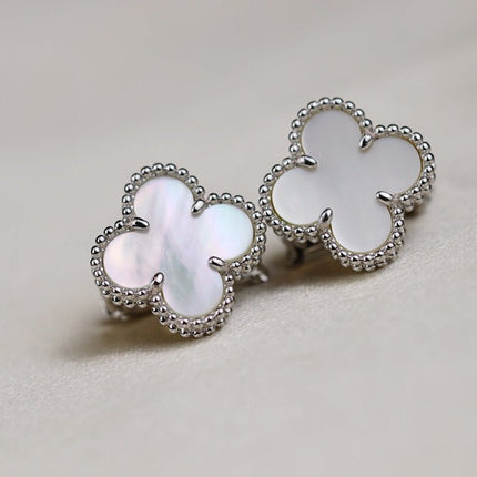 VINTAGE CLOVER SILVER MOP EARRINGS