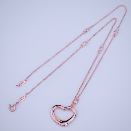 OPEN HEART PEDANT PINK GOLD NECKLACE