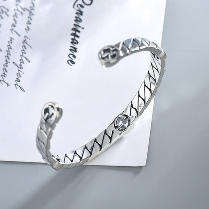 GG SILVER INTERLOCKING OPEN BRACELET