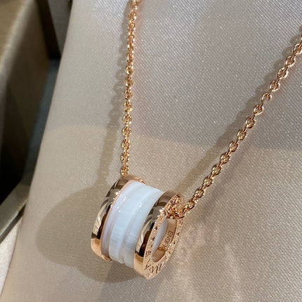 ZERO 1 WHITE CERAMIC PINK GOLD NECKLACE