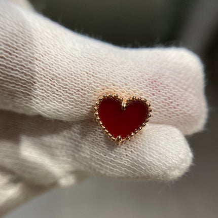 HEART CARNELIAN PINK GOLD STUD EARRINGS