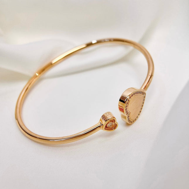 HAPPY HEART BRACELET PINK GOLD TIGER EYE DIAMOND