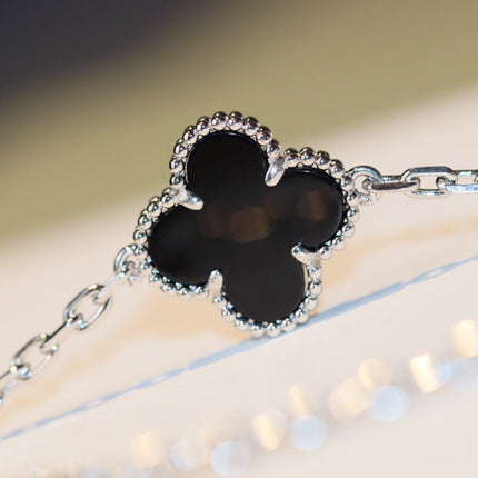 CLOVER 20 MOTIFS ONYX DIAMOND SILVER