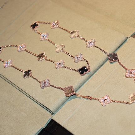 CLOVER 20 MOTIFS DARK MOP DIAMOND PINK GOLD