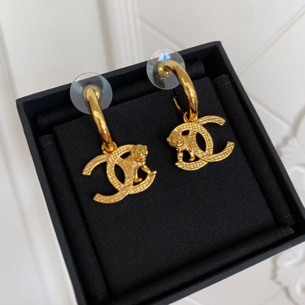 DOUBLE C DROP GOLD TIGER EARRINGS