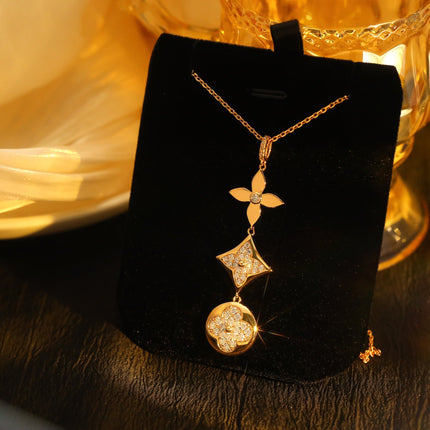 STAR AND SUN DIAMOND PINK GOLD NECKLACE