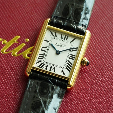 TANK MUST DE SOLO 30MM GOLD CASE LEATHER STRAP