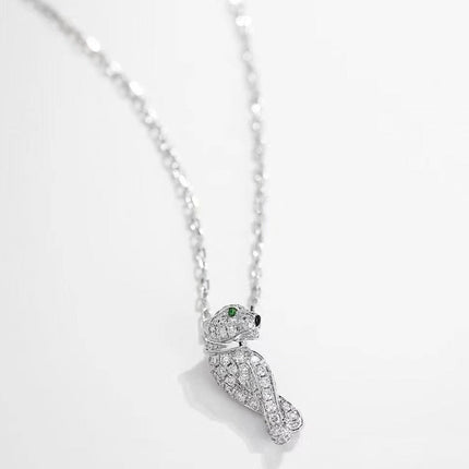 PANTHERE PEDANT SILVER DIAMOND NECKLACE