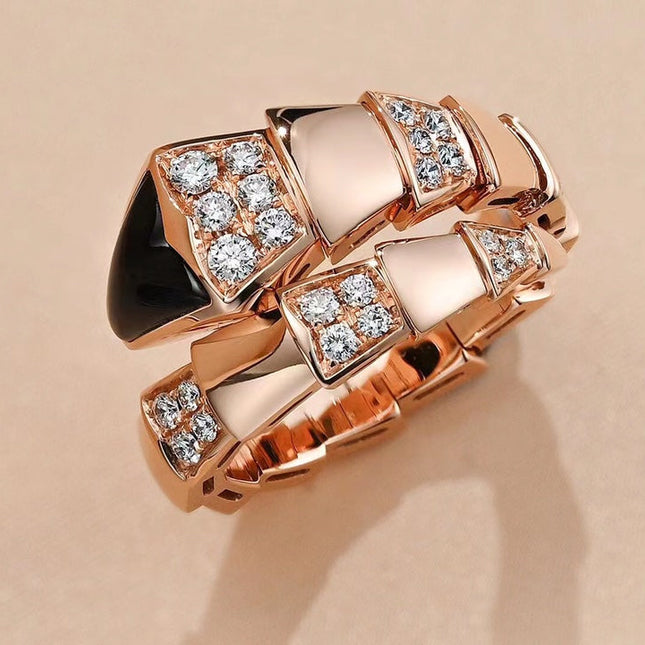 SERPENTI RING PINK GOLD DIAMOND ONYX