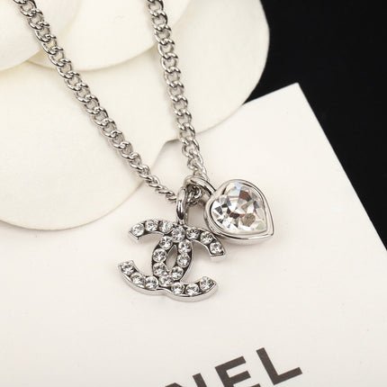 DOUBLE C HEART DIAMOND NECKLACE