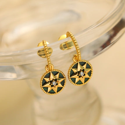 LUCKY STAR GOLD MALACHITE EARRINGS